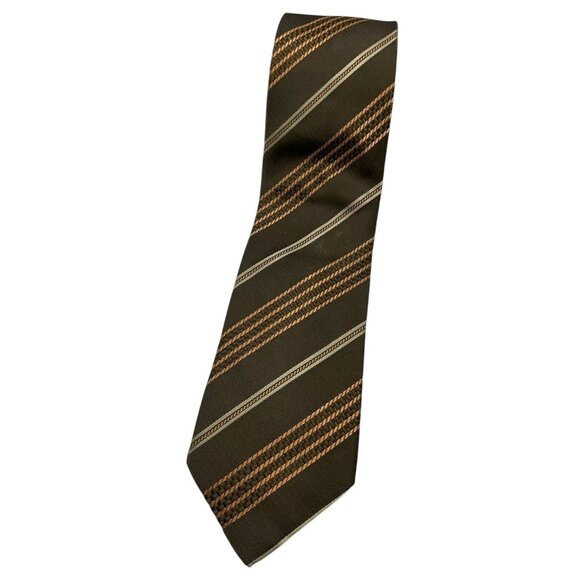 ERMENEGILDO ZEGNA COUTURE Men's 100% Silk Tie LUXURY Green Striped W:3.4" EUC - Picture 1 of 6